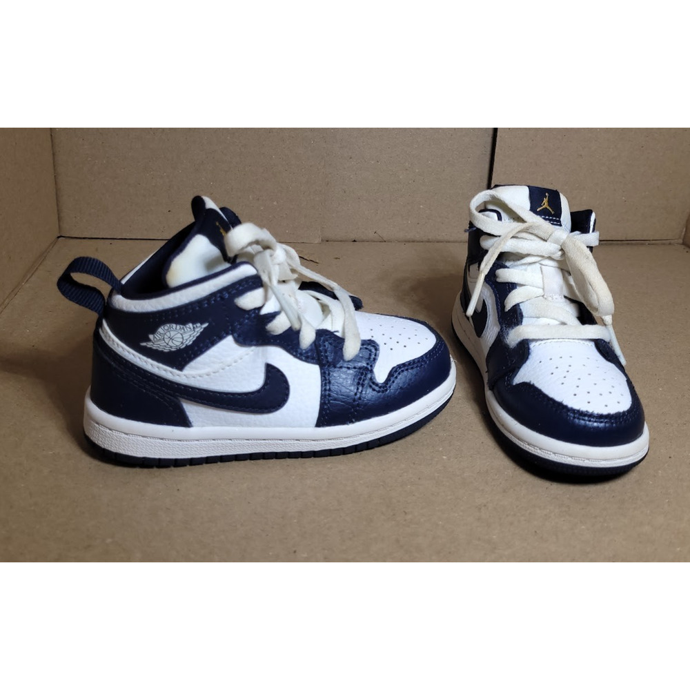 Nike Air Jordan 1 Mid Size 7c Armory Navy White TD Toddler Sneakers 640735 -174
